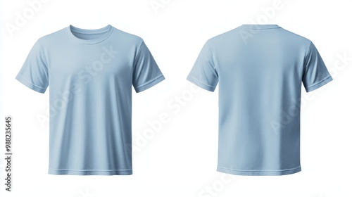 Light blue t-shirt mockup. T-shirt front and back template