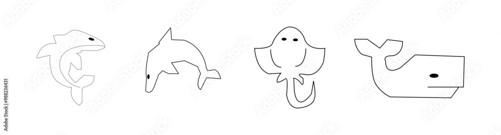 Fish icons set. vector Fish icons set. vector