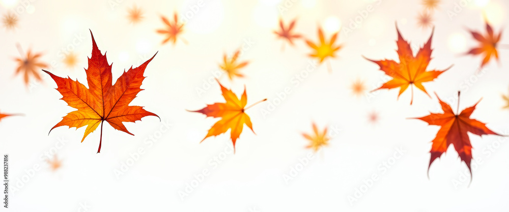 Autumn Leaves Falling on a White Background Autumn Leaves Falling on a White Background