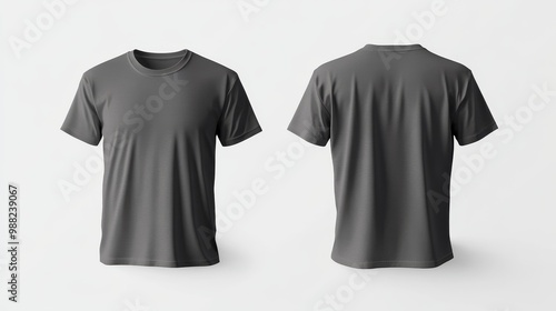 Gray t-shirt mockup. T-shirt front and back template