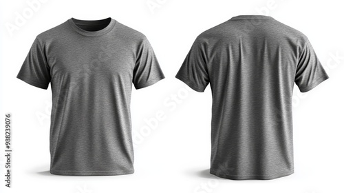 Gray t-shirt mockup. T-shirt front and back template photo