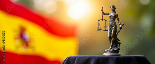 Lady Justice with Spanish Flag Background
