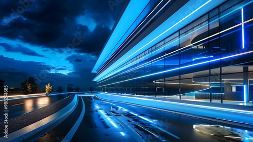 Long Exposure Cityscape: Illustrate a city blueprint using long exposure photography techniques, capturing luminous streaks of traffic and streetlights. The image should emphasize the constant movemen photo