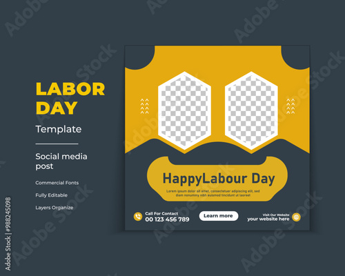 Modern Labor Day Social Media Post Template for Celebrations