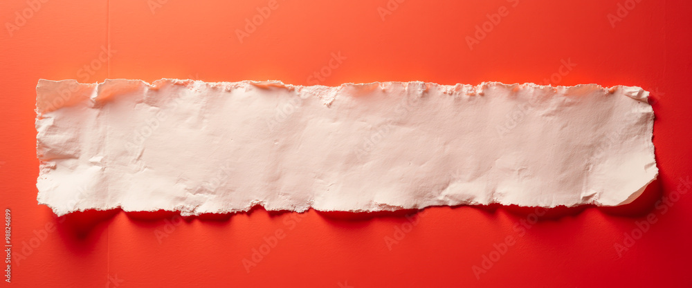 Ripped White Paper on Red Background Ripped White Paper on Red Background