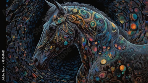 Wallpaper Mural blue dragon on a black Torontodigital.ca