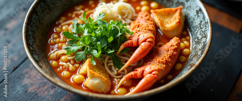 Spicy Crab Claws with Noodles and Dumplings photo