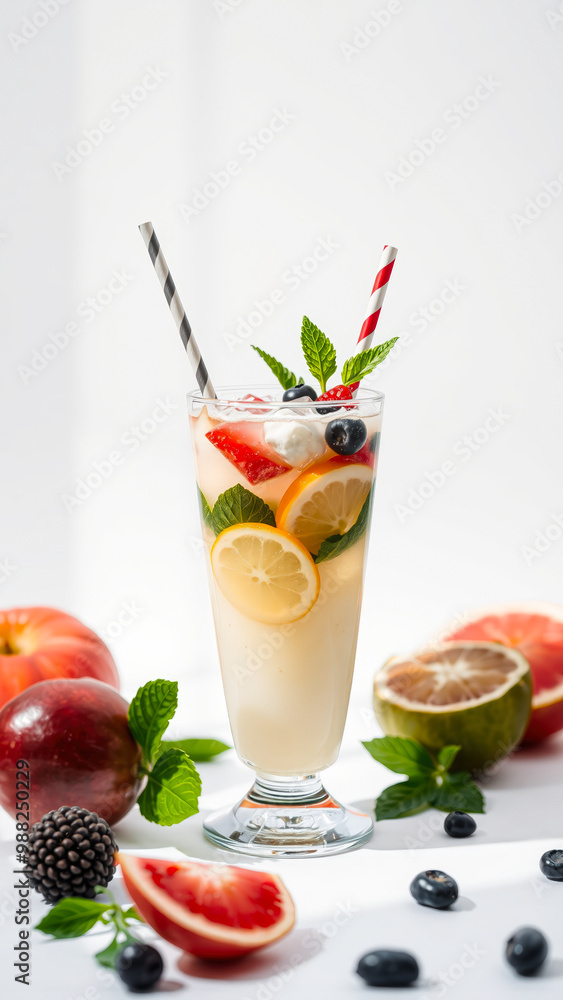 Refreshing Summer Drink with Fruit and Mint Refreshing Summer Drink with Fruit and Mint