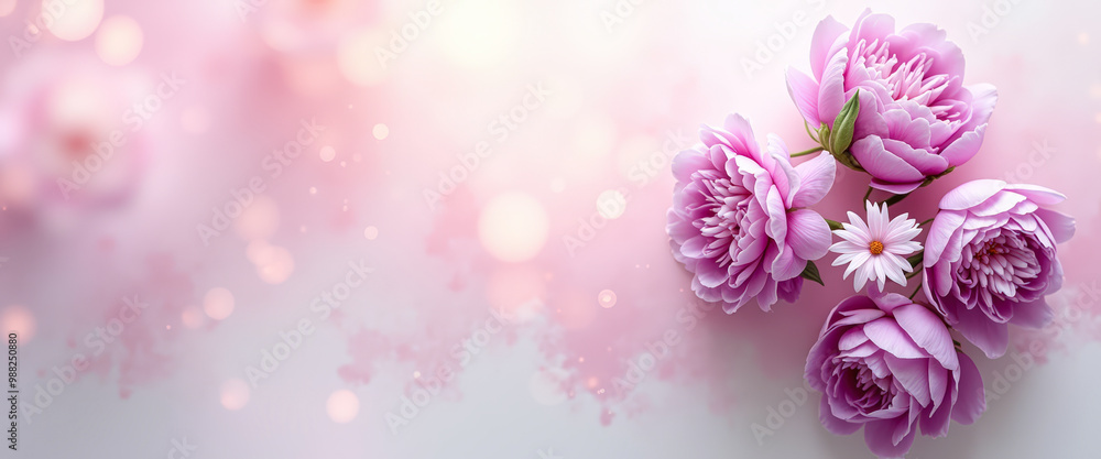 Pink Peonies on Pink Bokeh Background Pink Peonies on Pink Bokeh Background
