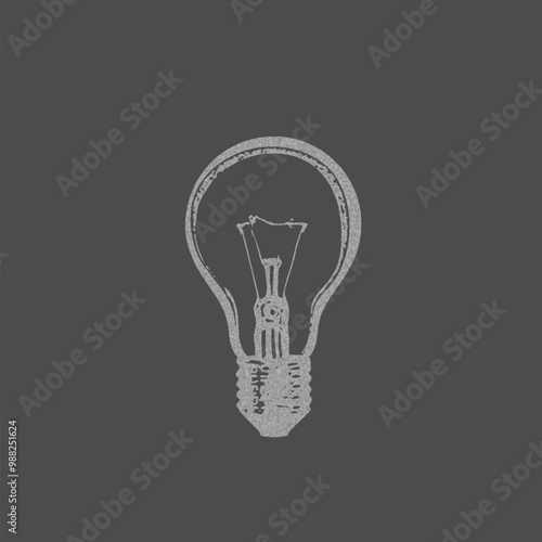 Grainy lightbulb retro negative photocopy effect, vintage stipple grey dots texture, vector Y2K aesthetic electric lamp photo