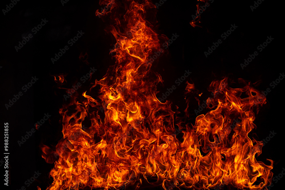 Fire flame burning and fire glowing on black background. Fire flame burning and fire glowing on black background.