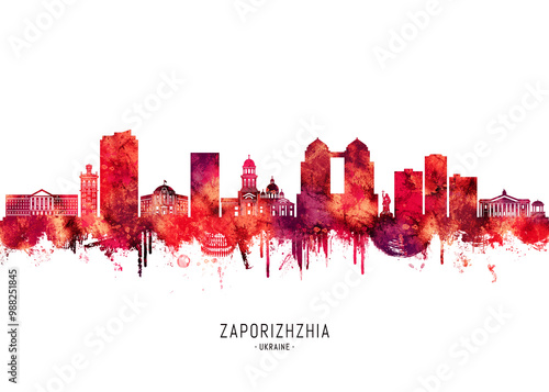 Принти на полотні Zaporizhzhia Ukraine Skyline Red