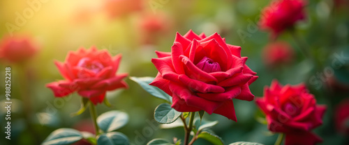 Closeup of a Red Rose in Bloom