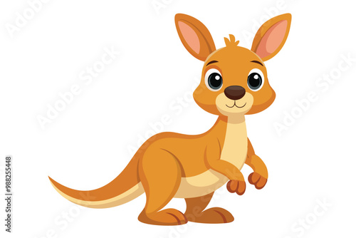 A charming kangaroo stands happily, showcasing its playful demeanor with bright eyes and a friendly smile.