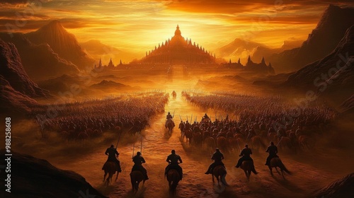Wallpaper Mural Digital illustration battle scene It shows large group indian mahabharat war soldiers Torontodigital.ca