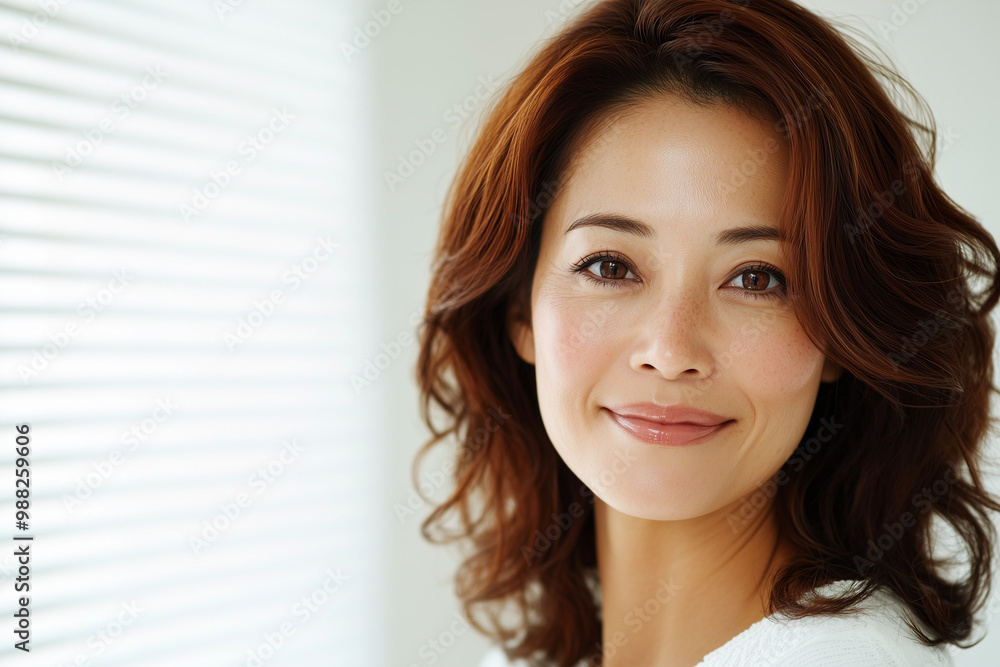 女性, Portrait of a beautiful asian woman with healthy glowing and clear skin with bokeh white theme background, cosmetology or skin care beauty ad mockup with bright sunny daylight 女性, Portrait of a beautiful asian woman with healthy glowing and clear skin with bokeh white theme background, cosmetology or skin care beauty ad mockup with bright sunny daylight