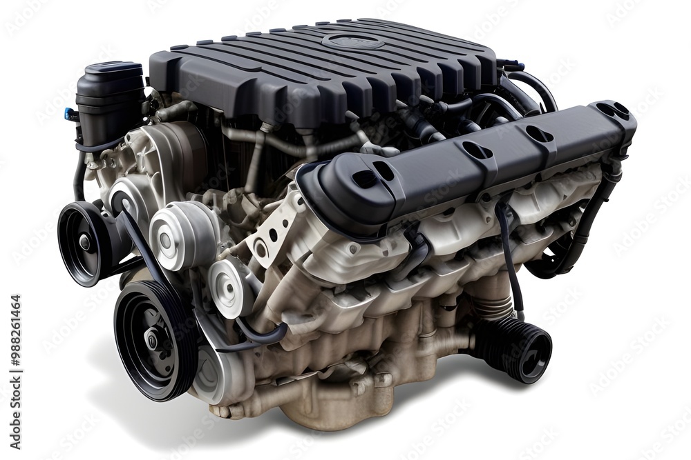 Close-up of Car Engine Block Isolated on White Background Close-up of Car Engine Block Isolated on White Background