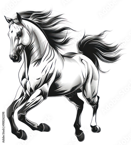 PNG Horse galloping illustrated drawing sketch. photo