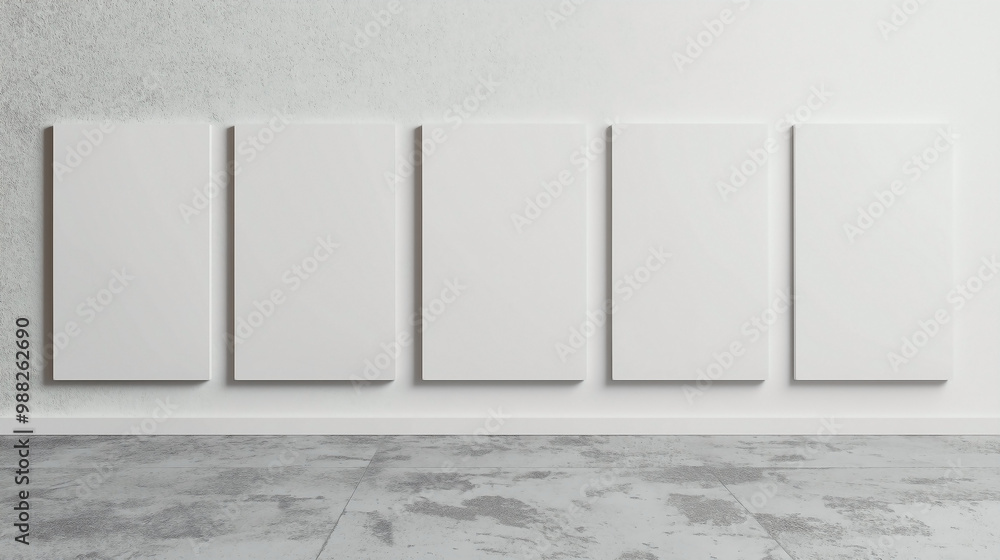 A set of posters mock-up displayed against a blank, minimalistic background A set of posters mock-up displayed against a blank, minimalistic background