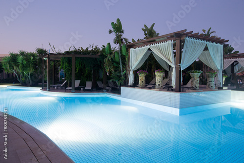 Fotografie Swimming pool at night. Water pool at night