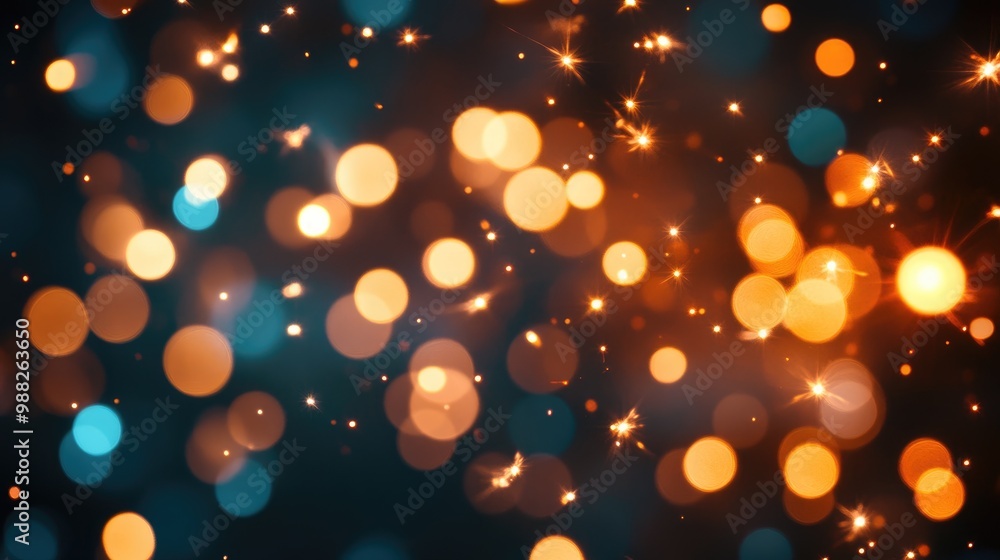 Obraz premium Abstract background of bokeh lights with vibrant firework effects for celebration