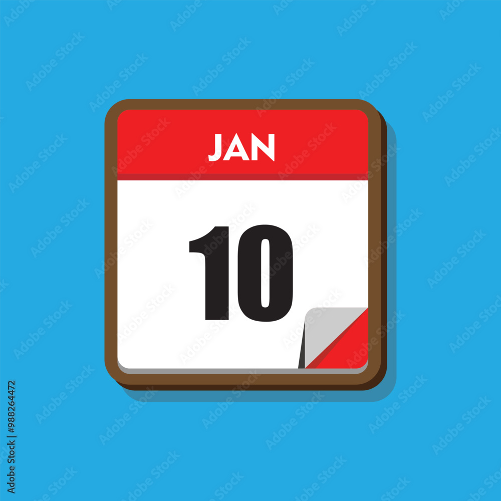 Fototapeta premium calender icon, 10 january icon with blue background