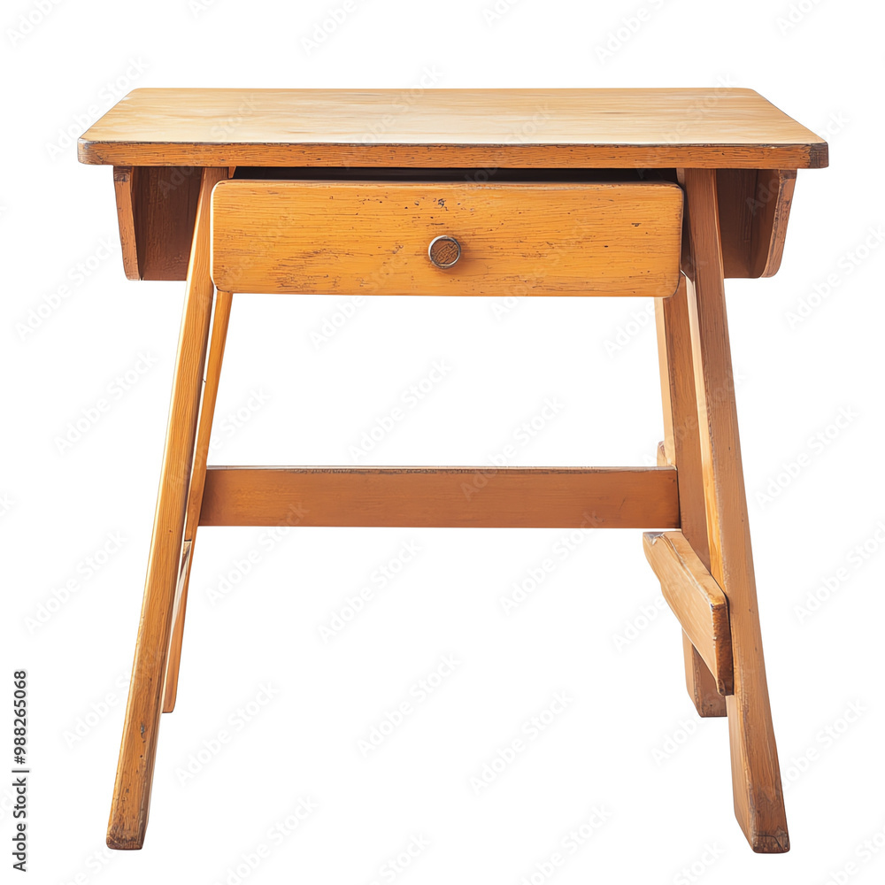 Wooden desk with drawer, white isolate background Wooden desk with drawer, white isolate background