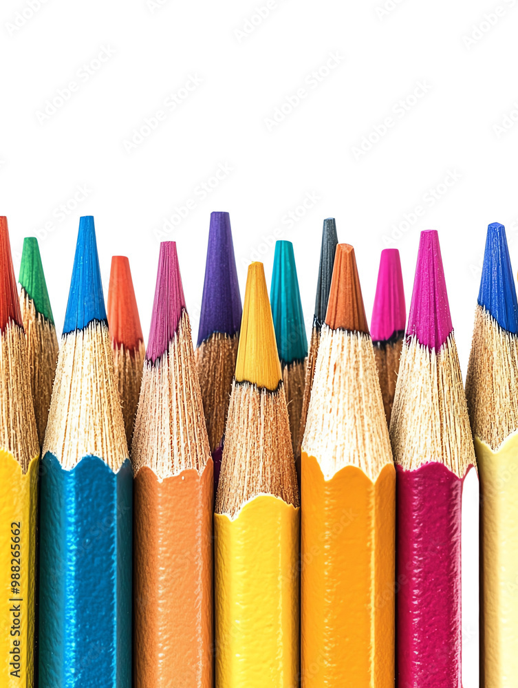 Colorful pencils arranged in a row. Colorful pencils arranged in a row.