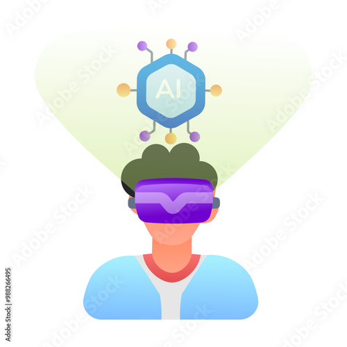 A flat icon of person experiencing vr technology 