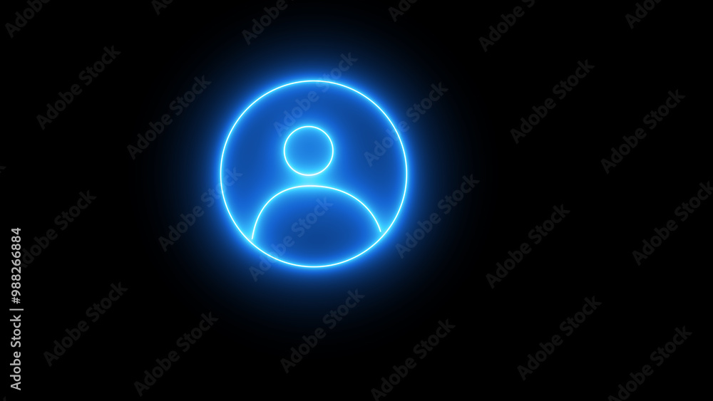 Neon contact icon red color glowing animation. Social network user Icon on black background . Glowing neon person sign, outline round avatar pictogram in vivid color. Neon contact icon red color glowing animation. Social network user Icon on black background . Glowing neon person sign, outline round avatar pictogram in vivid color.