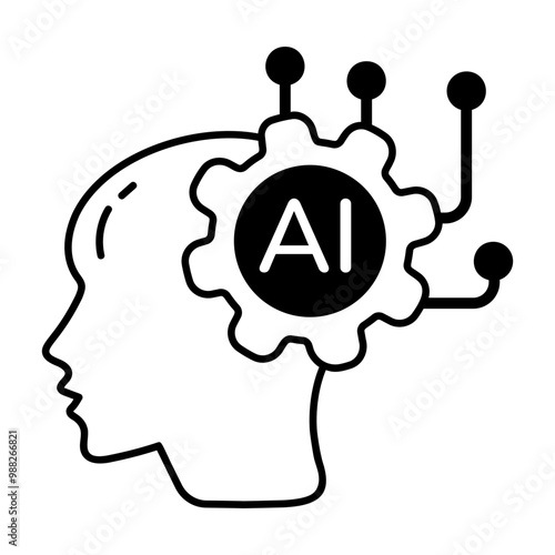 A glyph icon of artificial intelligence 