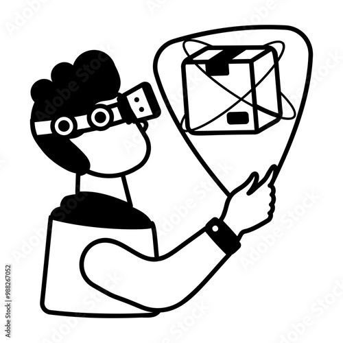 Vr shipping icon in glyph style 