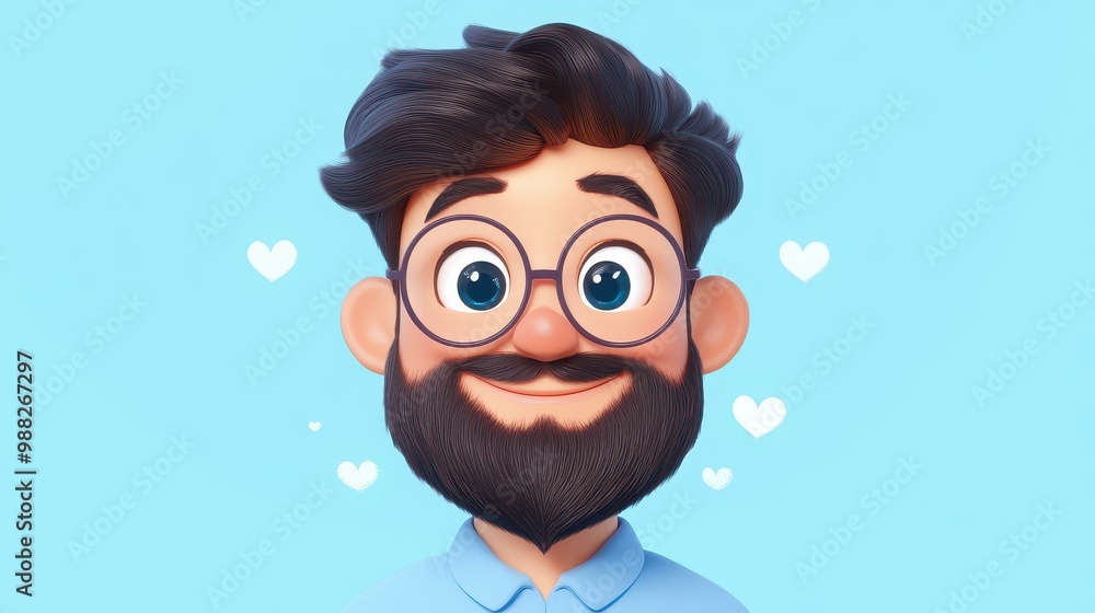 A cheerful adult man with a beard and glasses, radiating warmth in a light background, perfect for uplifting visuals. A cheerful adult man with a beard and glasses, radiating warmth in a light background, perfect for uplifting visuals.