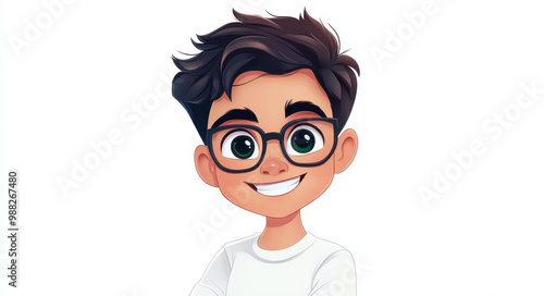 A bold cartoon boy illustration designed for web projects, featuring a bright, clean aesthetic on a white backdrop.