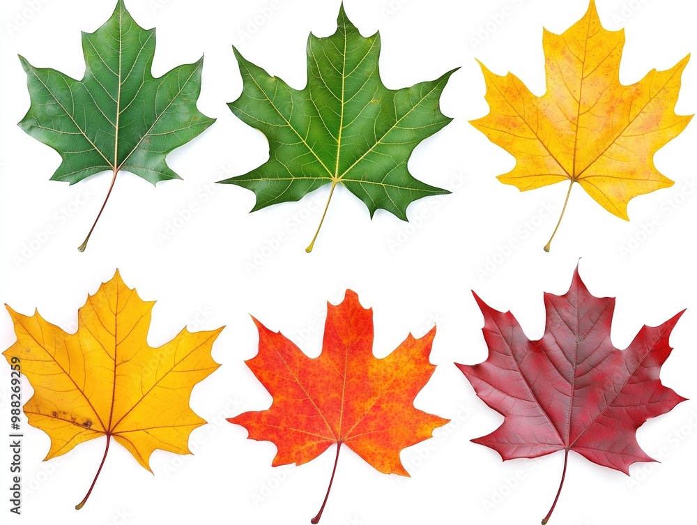 Fototapeta premium Maple autumn leaves on white isolated background