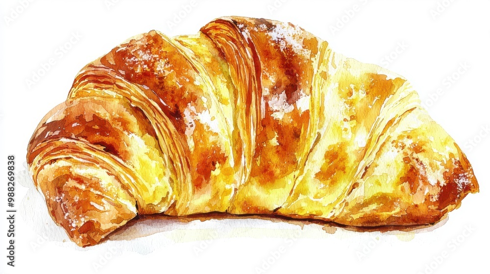 A golden, flaky croissant showcasing perfect layers, ideal for bakery and breakfast themed projects. A golden, flaky croissant showcasing perfect layers, ideal for bakery and breakfast themed projects.