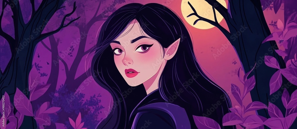 Friendly vampire girl in a flat color cartoon style Friendly vampire girl in a flat color cartoon style