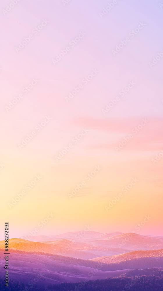 Fototapeta premium A soft autumn sunset background with pastel oranges and purples blending into a clear evening sky