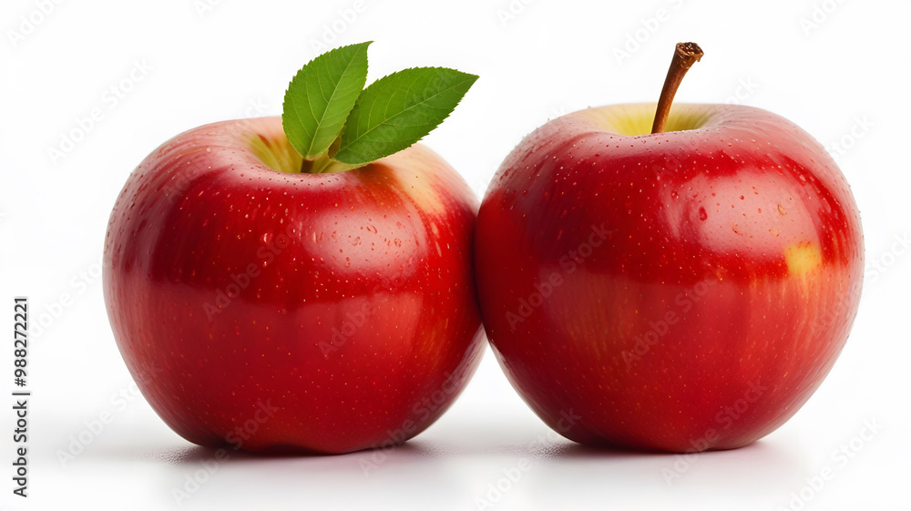 A vibrant red apple against a pure white background. A vibrant red apple against a pure white background.