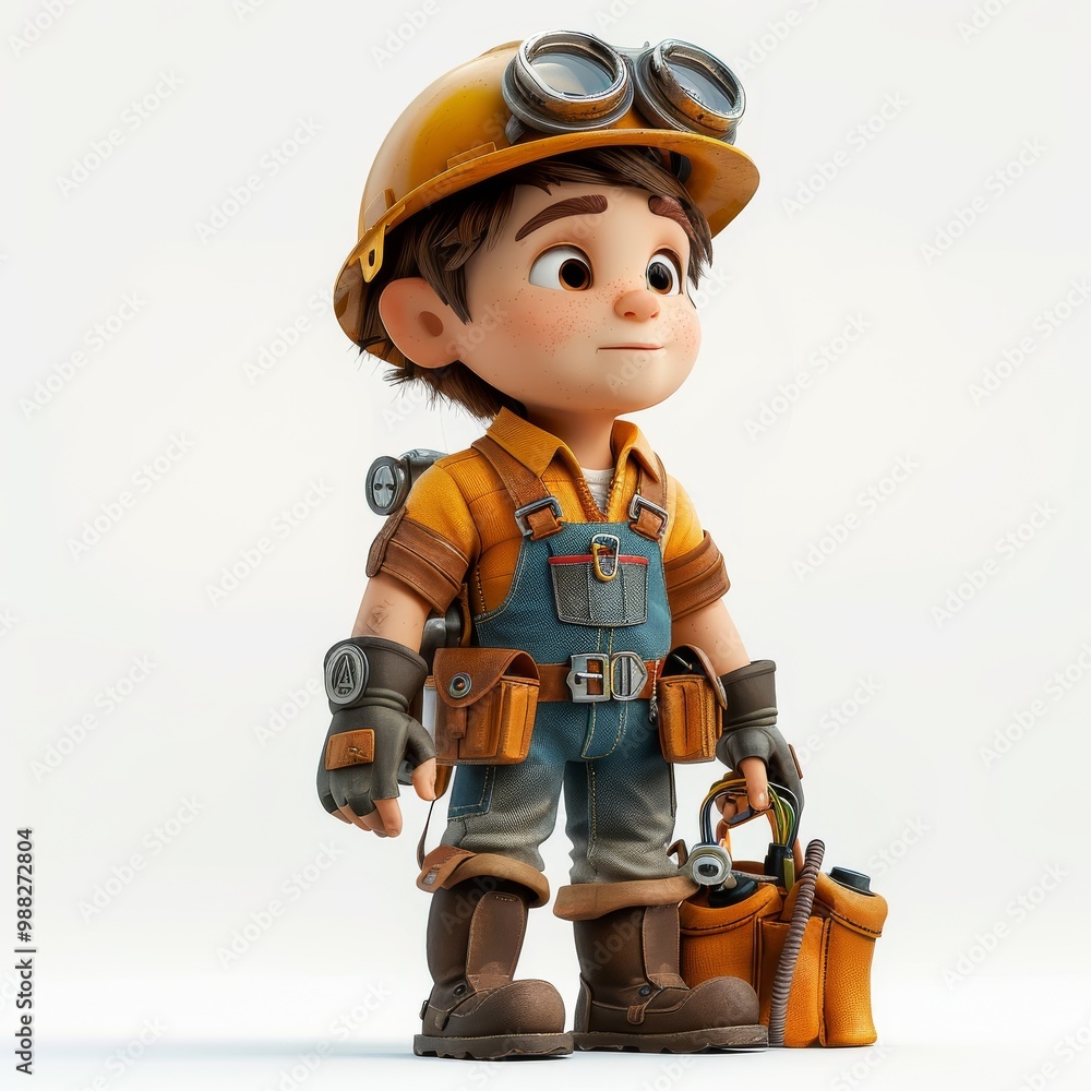 Cartoon Character of Young Electrical Worker Cartoon Character of Young Electrical Worker