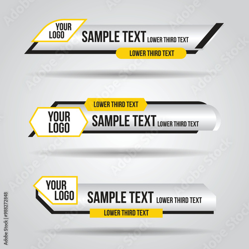 Lower third design template modern contemporary. Set of banners bar screen broadcast bar name. Collection of lower third for video editing on transparent background.