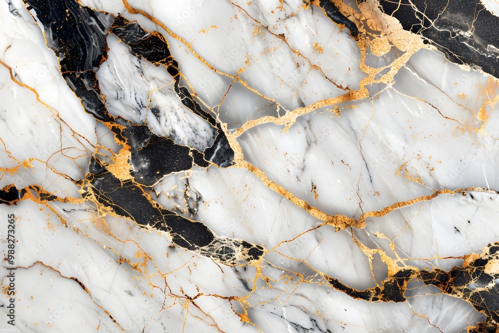 A chic marble background with elegant veining in shades of white, gold, and black, providing a luxurious and timeless aesthetic A chic marble background with elegant veining in shades of white, gold, and black, providing a luxurious and timeless aesthetic