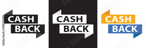 Cashback icon set. Cashback loyalty program. Money refund label. Return money service for partner program. Bonus cash back icon.  isolated on white and black background. EPS 10