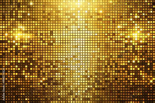 Golden mosaic background with sparkling glitter effect photo