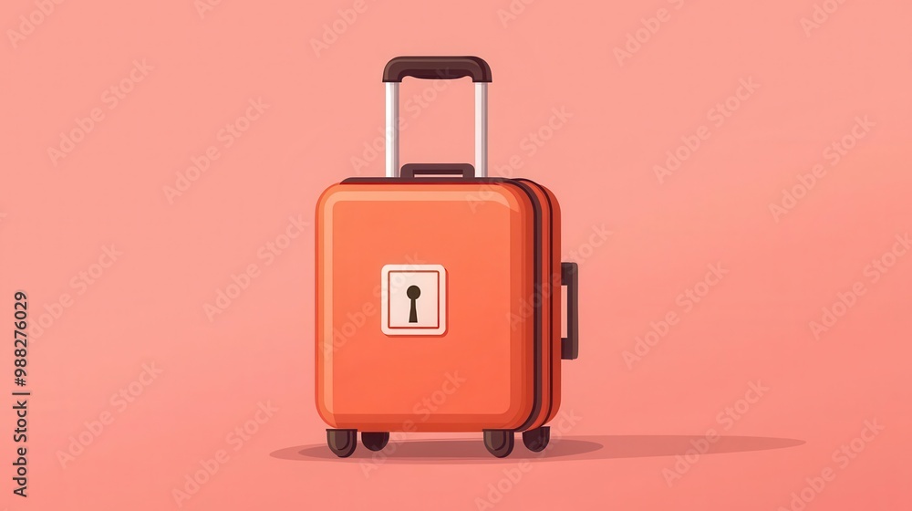 Holiday travel safety, locked suitcase icon, flat design illustration Holiday travel safety, locked suitcase icon, flat design illustration