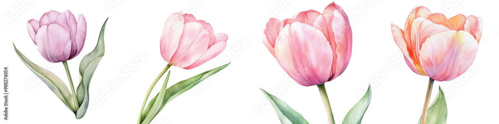 Exquisite tulip blooms in a range of vibrant hues from soft pink to deep orange showcasing the beauty elegance and delicacy of nature s botanical wonders Exquisite tulip blooms in a range of vibrant hues from soft pink to deep orange showcasing the beauty elegance and delicacy of nature s botanical wonders