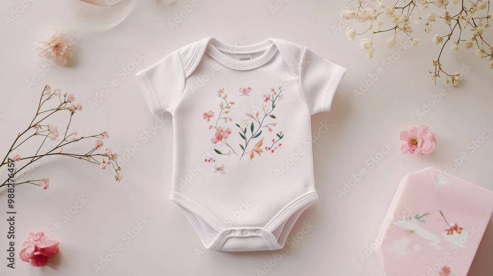 Delicate Floral Onesie and Decorative Flowers Delicate Floral Onesie and Decorative Flowers