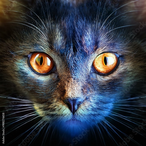 close up of a black cat