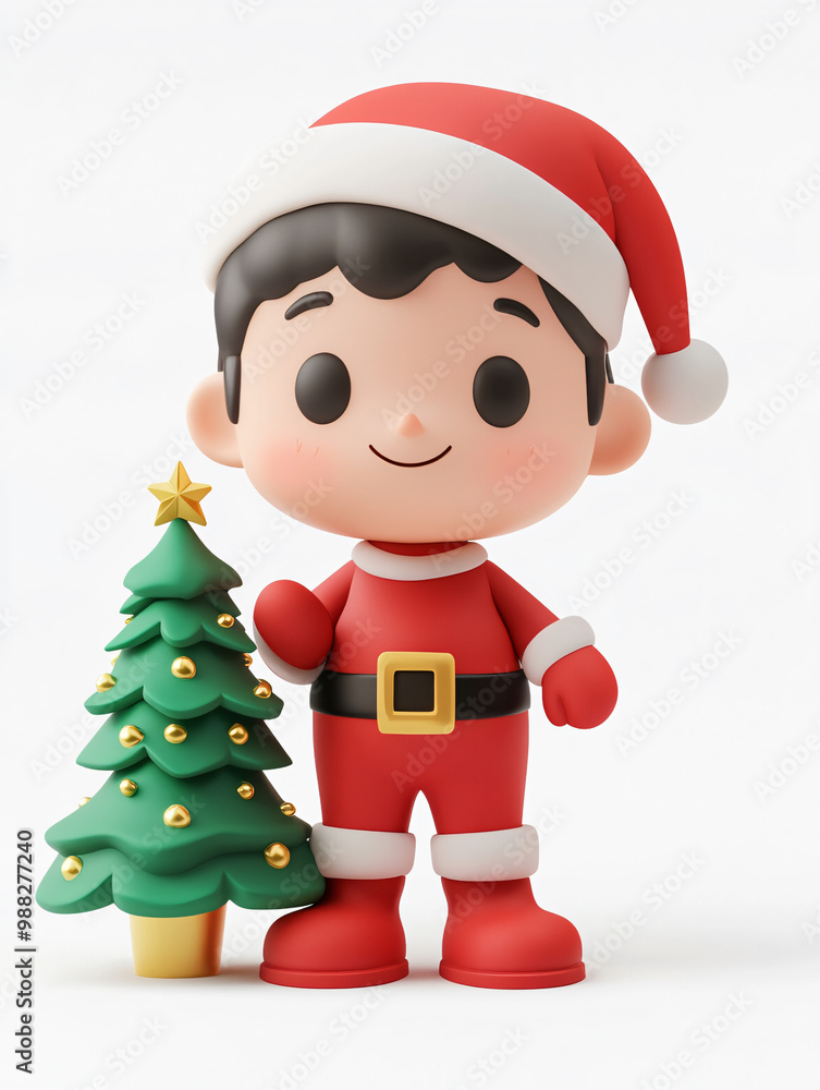 A 3D cartoon Santa isolated on a white background A 3D cartoon Santa isolated on a white background