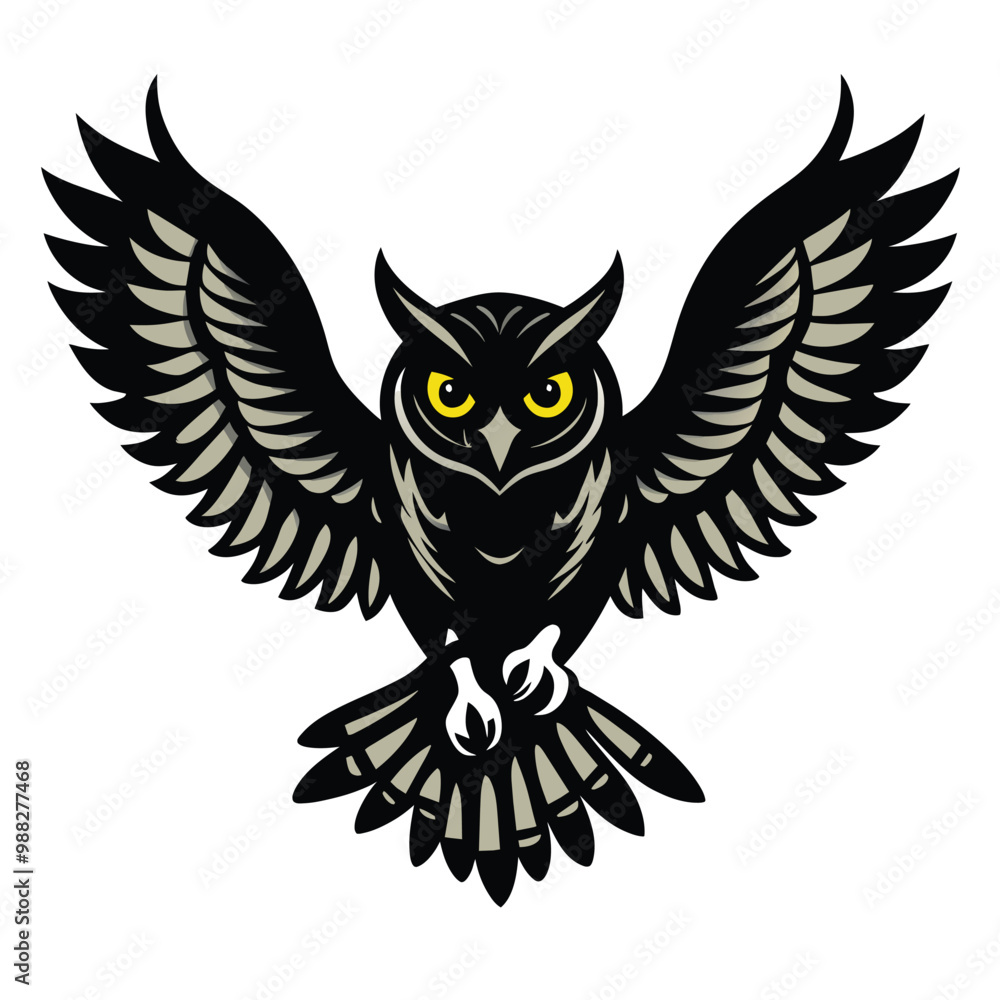 Obraz premium Vector owl fly silhouette